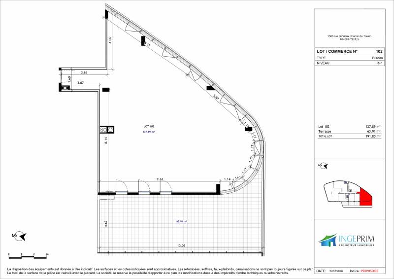 Bureaux neufs lumineux à vendre à Hyères St Gervais accès direct autoroute : idéal professions libérales ou start-up