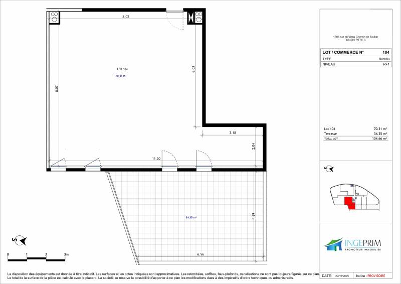 Bureaux neufs lumineux à vendre à Hyères St Gervais avec terrasse accès direct autoroute : idéal professions libérales ou start-up