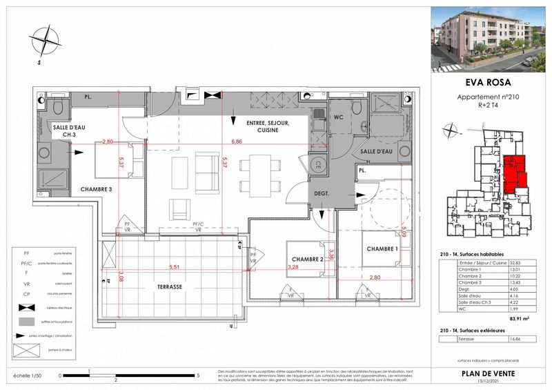 210 T4 avec belle terrasse vue dégagée proche du centre ville de Hyères