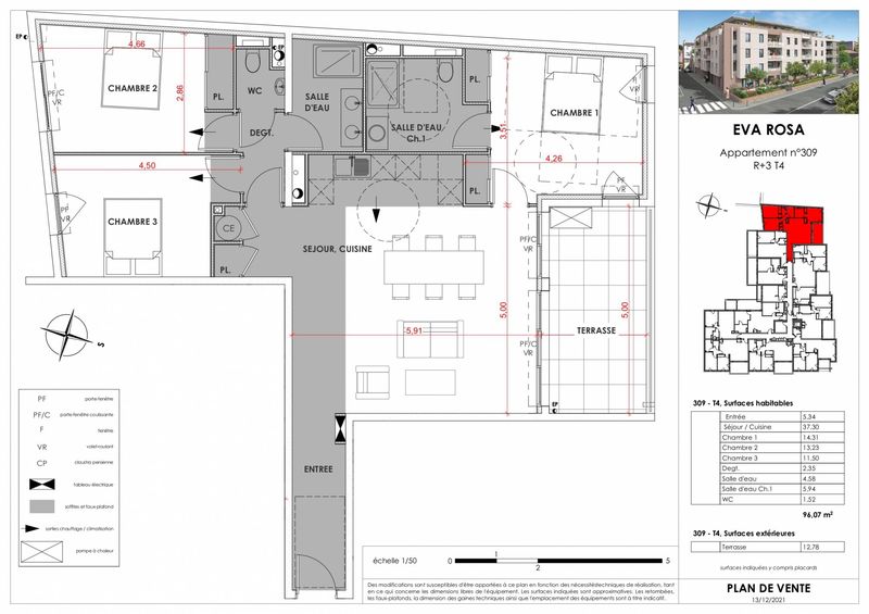 309 Grand appartement 4 pièces centre ville